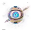 saturn, quasar, galaxy tattoo design idea