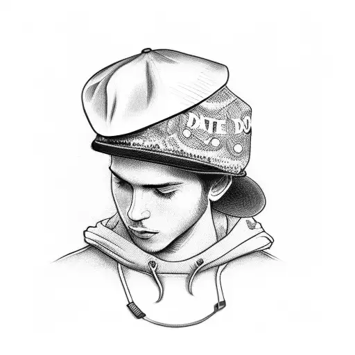 hat with date and taxi tattoo design idea