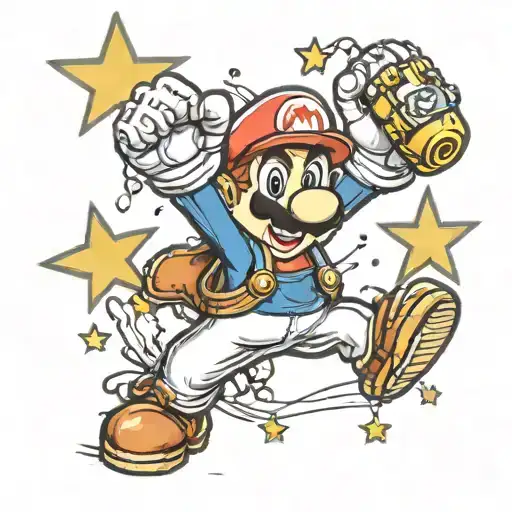 super mario winning a gold star tattoo design idea