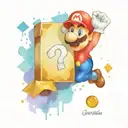 super mario getting a box with a question mark and coins coming out of the box tattoo design idea