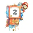 super mario getting a box with a question mark and coins coming out of the box tattoo design idea