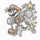 super mario winning a gold star tattoo design idea
