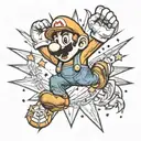 super mario winning a gold star tattoo design idea