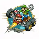 super mario kart driving on a freeway at night  tattoo design idea