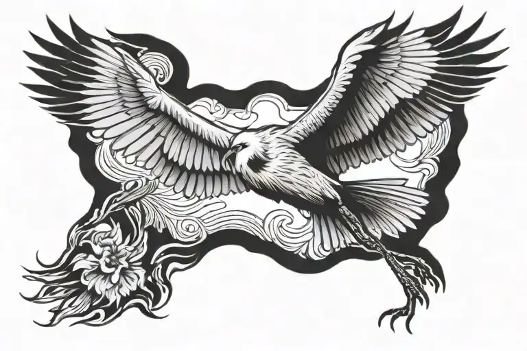 heron flying tattoo design idea