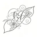 kids initials incorporated tattoo design idea