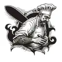 Chef cleaver crossed tattoo design idea
