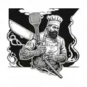 Chef cleaver crossed tattoo design idea
