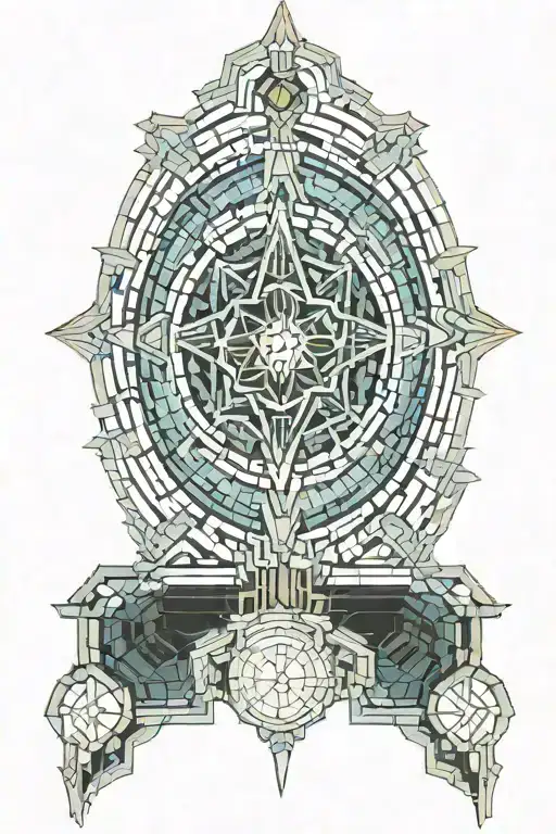 chruch window mosaic tattoo design idea