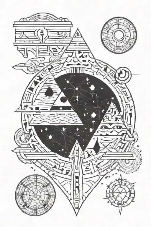 ancient egypt and space elements tattoo design idea
