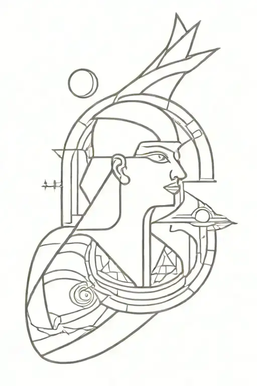 ancient egypt mythology and space theme tattoo design idea