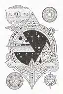 ancient egypt and space elements tattoo design idea