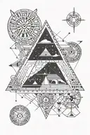 ancient egypt and space elements tattoo design idea