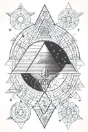 ancient egypt and space elements tattoo design idea