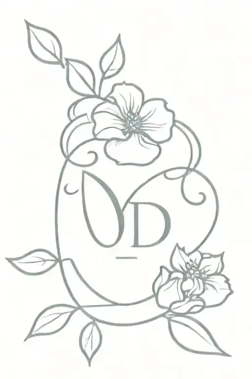 S and D initials Always with a heart and a flower tattoo design idea