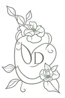 S and D initials Always with a heart and a flower tattoo design idea