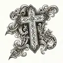 Cross with scripture under left arm and names under right arm on back tattoo tattoo design idea