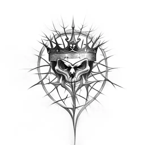 trophy with crown of thorns on top tattoo design idea