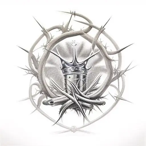 trophy with crown of thorns on top modeled after 1 corinthians 9:26-27 tattoo design idea