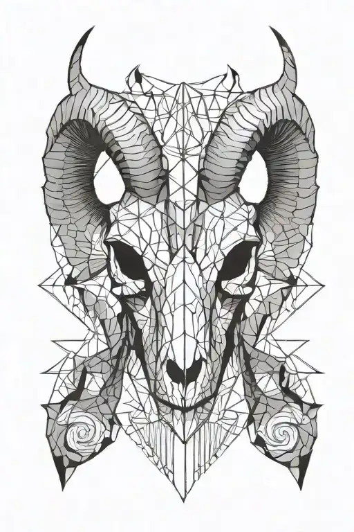 ibex skull front tattoo design idea