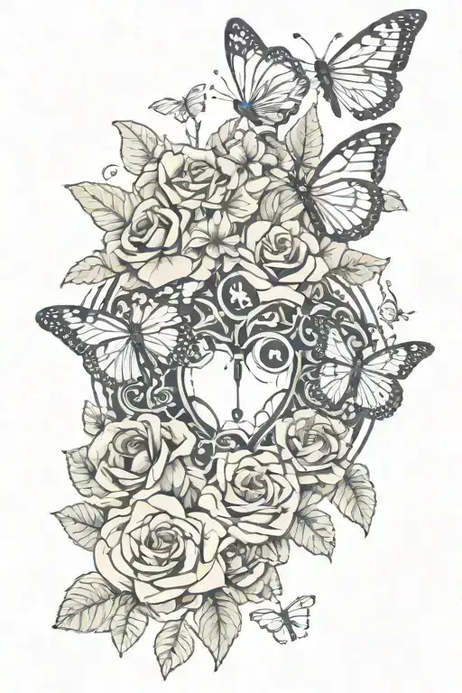 rose butterfly human heart music bmw money clovers travel moon freedom tattoo design idea