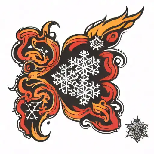 negative space snowflake surrounded tattoo design idea