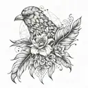 Feather turning int birds with floral elements  tattoo design idea