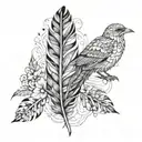 Feather turning int birds with floral elements  tattoo design idea