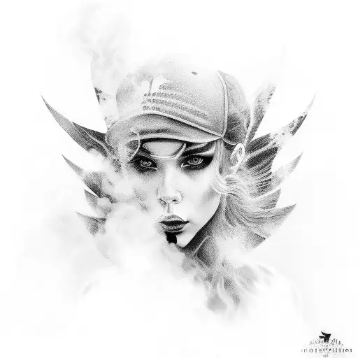 Name smokes with angel tattoo design idea