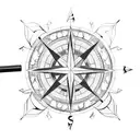 kayak in compass tattoo design idea