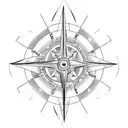 kayak in compass tattoo design idea
