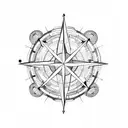 kayak in compass tattoo design idea