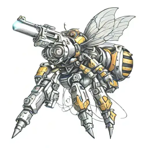 bumblebee with a gun tattoo design idea