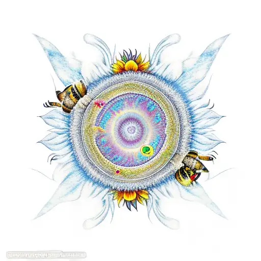 sleeve with sunflower bees phoenix boho tattoo design idea