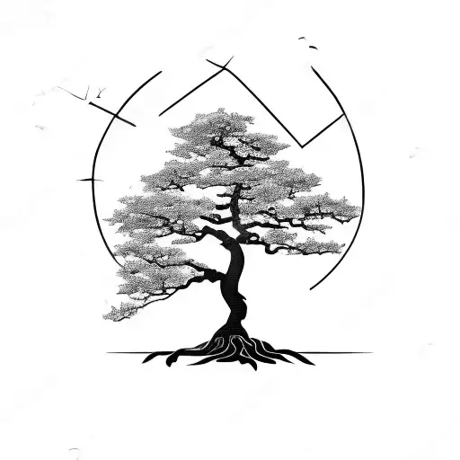oak tree combined with a bonsai tattoo design idea