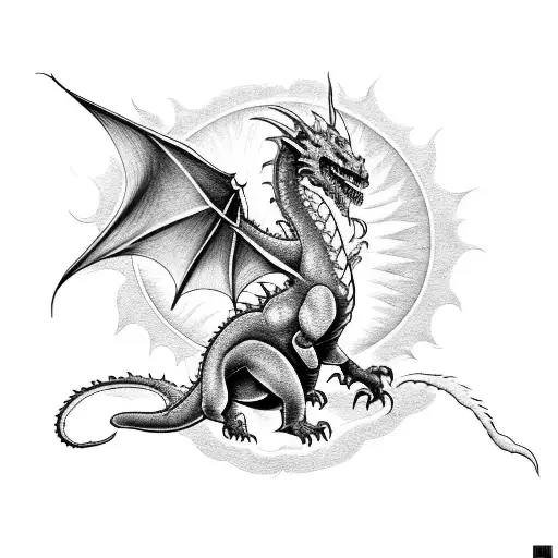 A dragon made of clouds and sun rays tattoo design idea