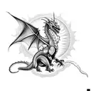 A dragon made of clouds and sun rays tattoo design idea