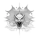 A dragon made of clouds and sun rays tattoo design idea