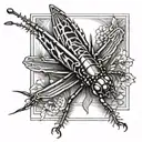 cricket, locust tattoo design idea