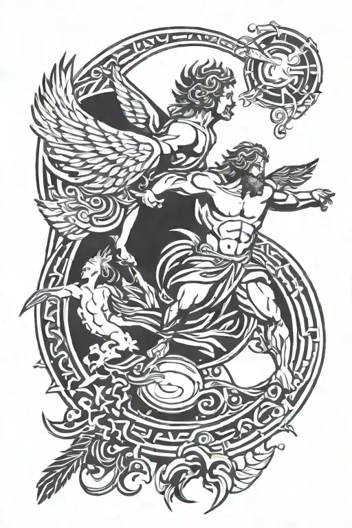 Sysiphus and Icarus tattoo design idea