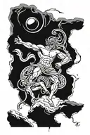 Sysiphus rolling a rock and Icarus falling tattoo design idea