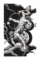 Sysiphus rolling a rock and Icarus falling tattoo design idea