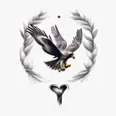 hawk hunting a realistic heart tattoo design idea