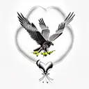 hawk hunting a realistic heart tattoo design idea