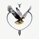 hawk hunting a realistic heart tattoo design idea