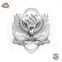 hawk hunting a heart with the paws in the nature tattoo design idea