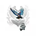 hawk hunting a heart with the paws in the nature tattoo design idea