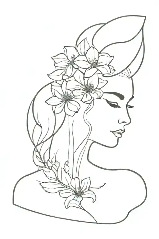 flower replacing woman face made entirely tattoo design idea
