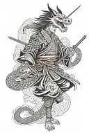 Ronin samurai warrior, Japanese dragon, Japanese setting tattoo design idea