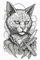 Michael Myers cat with knife tattoo design idea